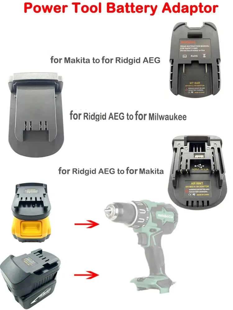 Battery Adapter Converter for Makita to for RIDGID AEG，for Ridgid / AEG to for Makita，for Ridgid/Metabo to for Milwaukee Tool