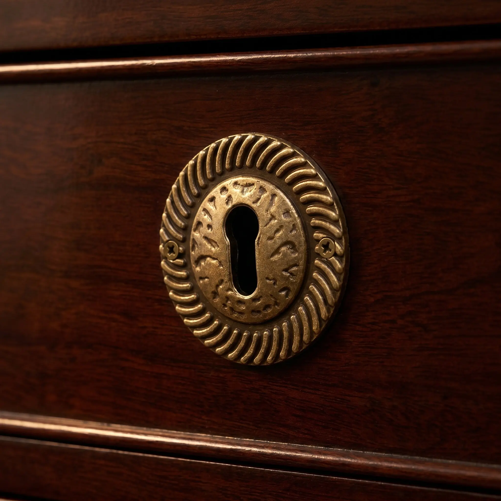10Pcs Round Vintage Keyhole Cover Plate Set Rope Design Metal Keyhole Insert for Dresser Cabinet Wooden Box Jewelry