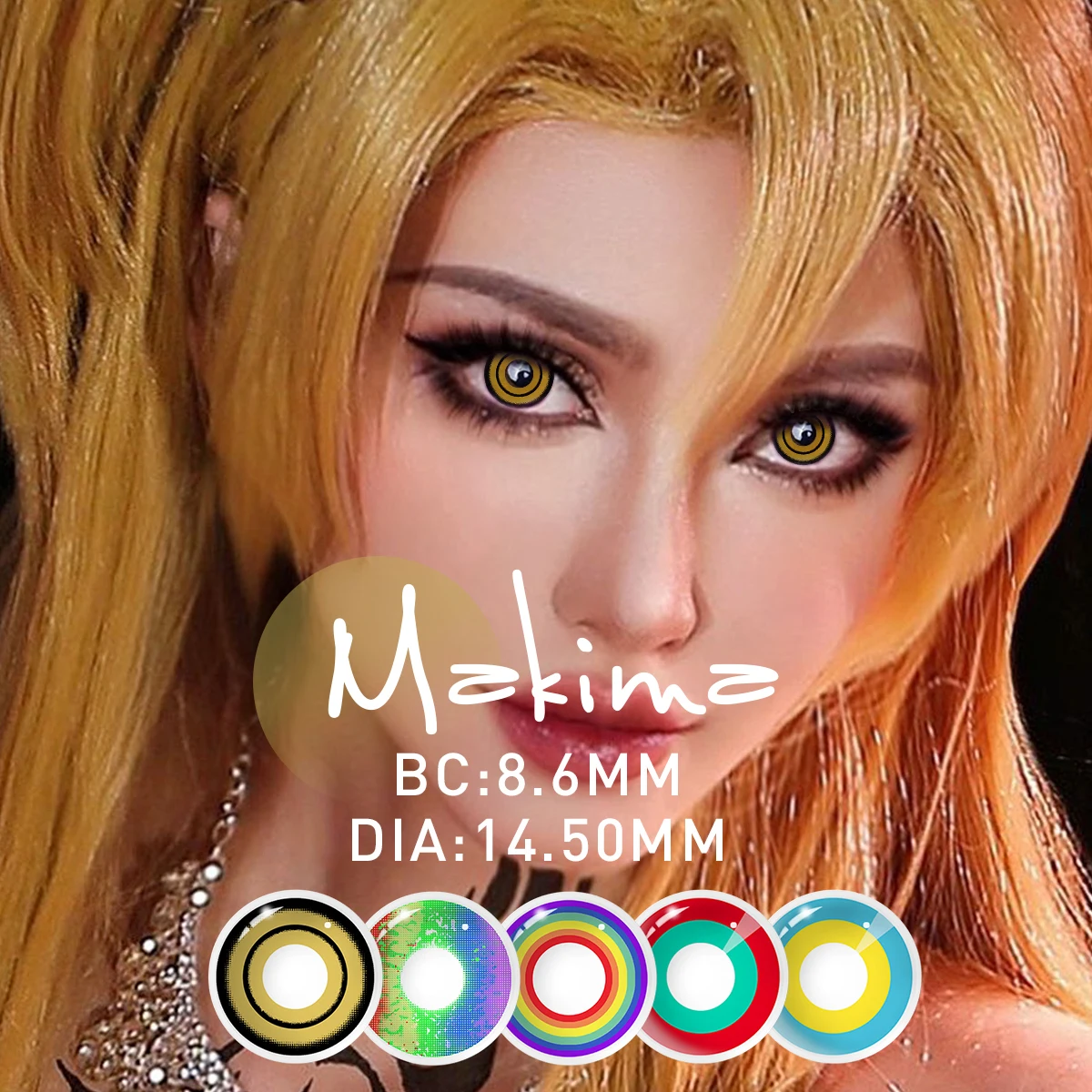 VISUASHOW Myopie Anime Cosplay Farbige Kontaktlinsen 1 Paar Stärke -1,00 bis 8,00 Halbjahres-Einweg-Augenschönheitslinsen für Make-up – Detail 1
