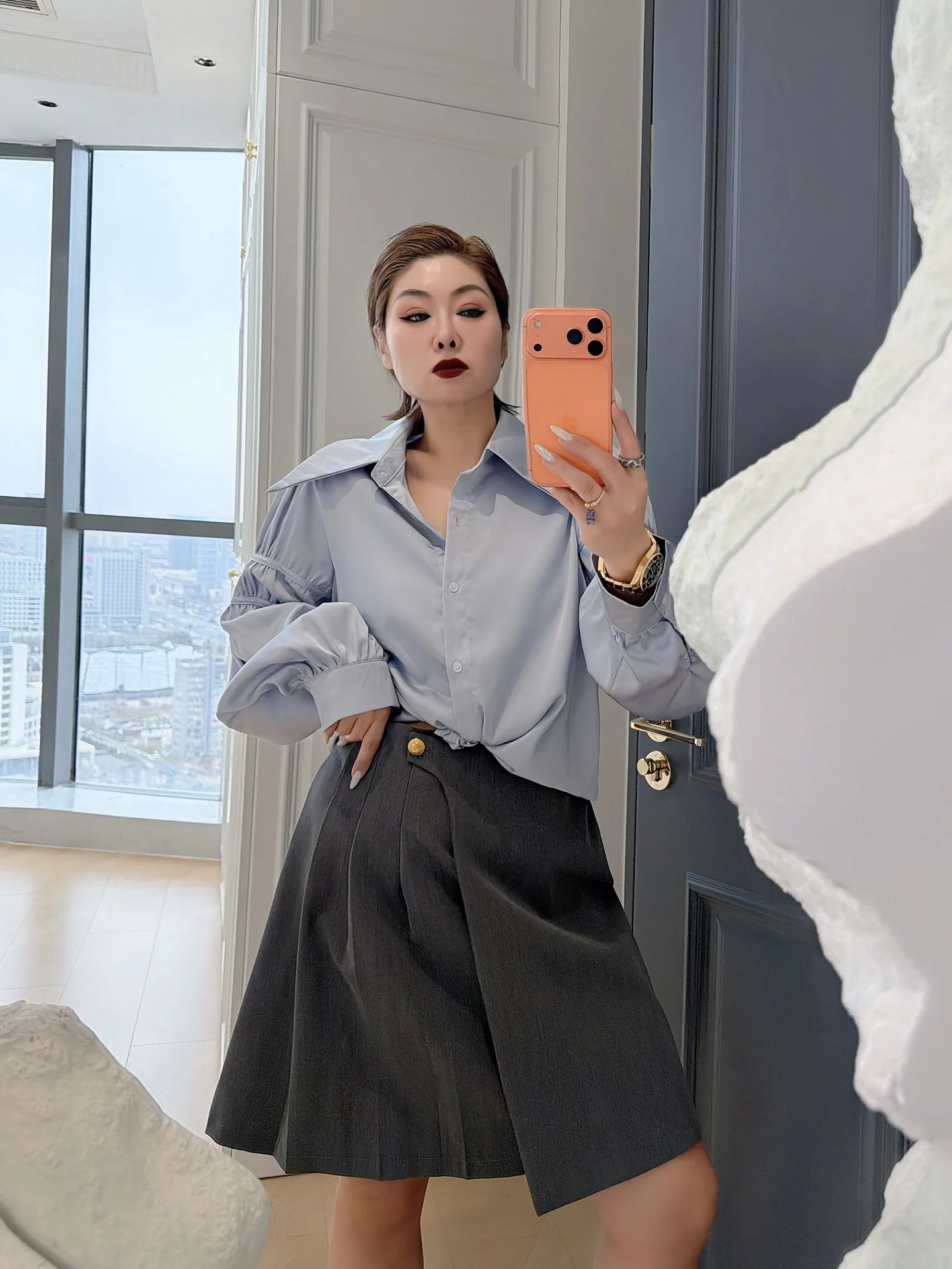 

Slimming Commute irt Top plus Size Women's Skirt A-Line Midi Skirt Uneven Hemline Faionable plus Size Women's Clothing