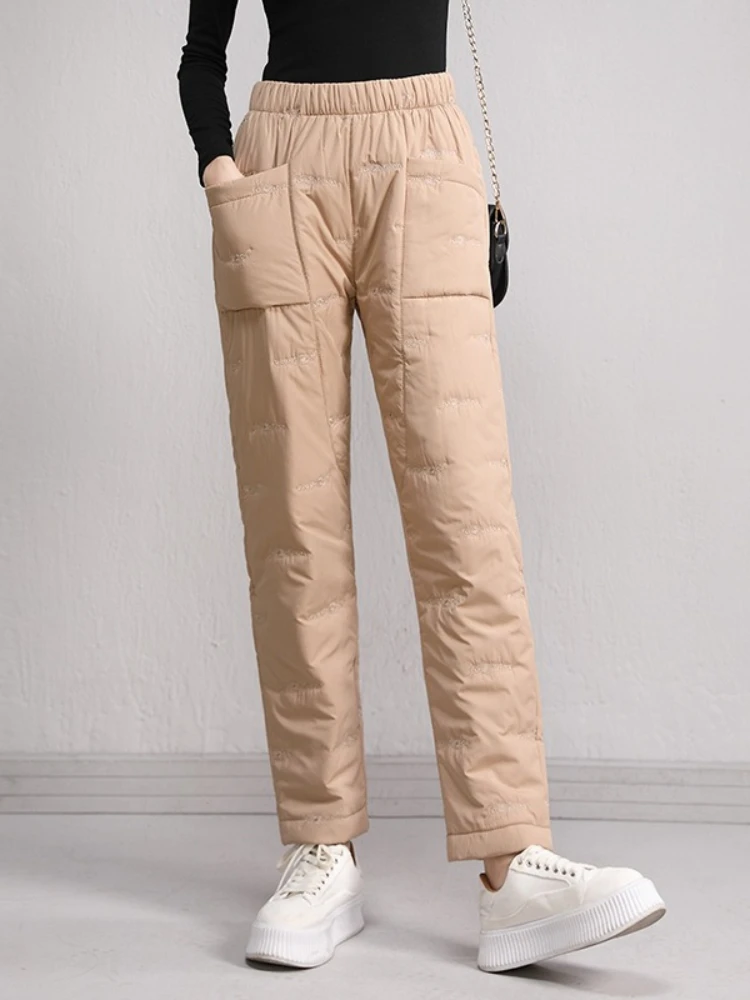 Winter Women Down Cotton Pants Thicked Thermal Quilted Trousers Middle Aged Elderly Loose Mama Warm Sweatpants Female Clothing