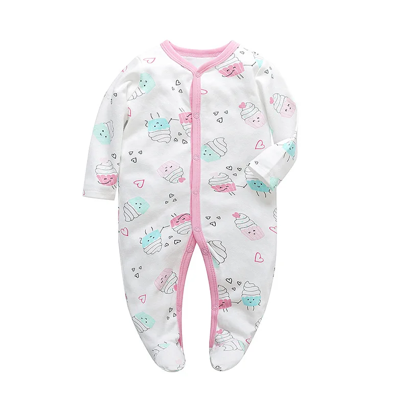 Newborn Pajamas 0-12 Months Girls and Boys Footed Sleepwear Cotton New born Baby Sleepwear Fashion Newborn Baby Clothes