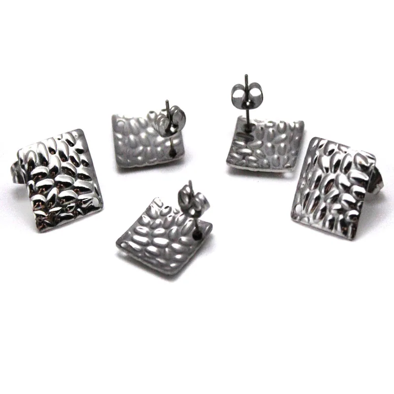 20pcs Stainless Steel Blank Post Earring Studs Base Pins With Earring Plug Ear Back Stoppers for DIY Jewelry Making Findings