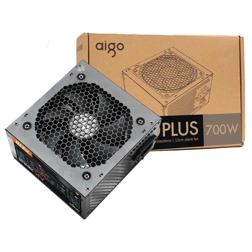 Aigo AK 700W PC PSU Power Supply unit Black Gaming Quiet 120mm rgb Fan 24pin 12V ATX Desktop computer Power Supply for BTC