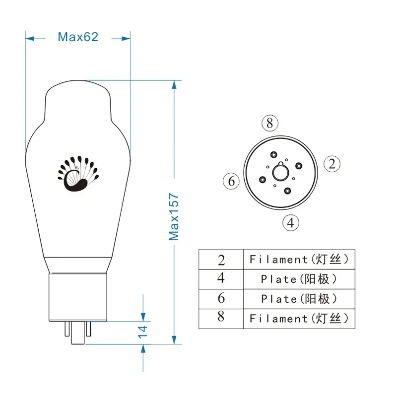 

PSVANE Tube HIFI 274B Rectifier Tube Replica Western Electric 274B Replace 5U4G U52 GZ34 5R4 5AR4 for Vacuum Tube Amplifier