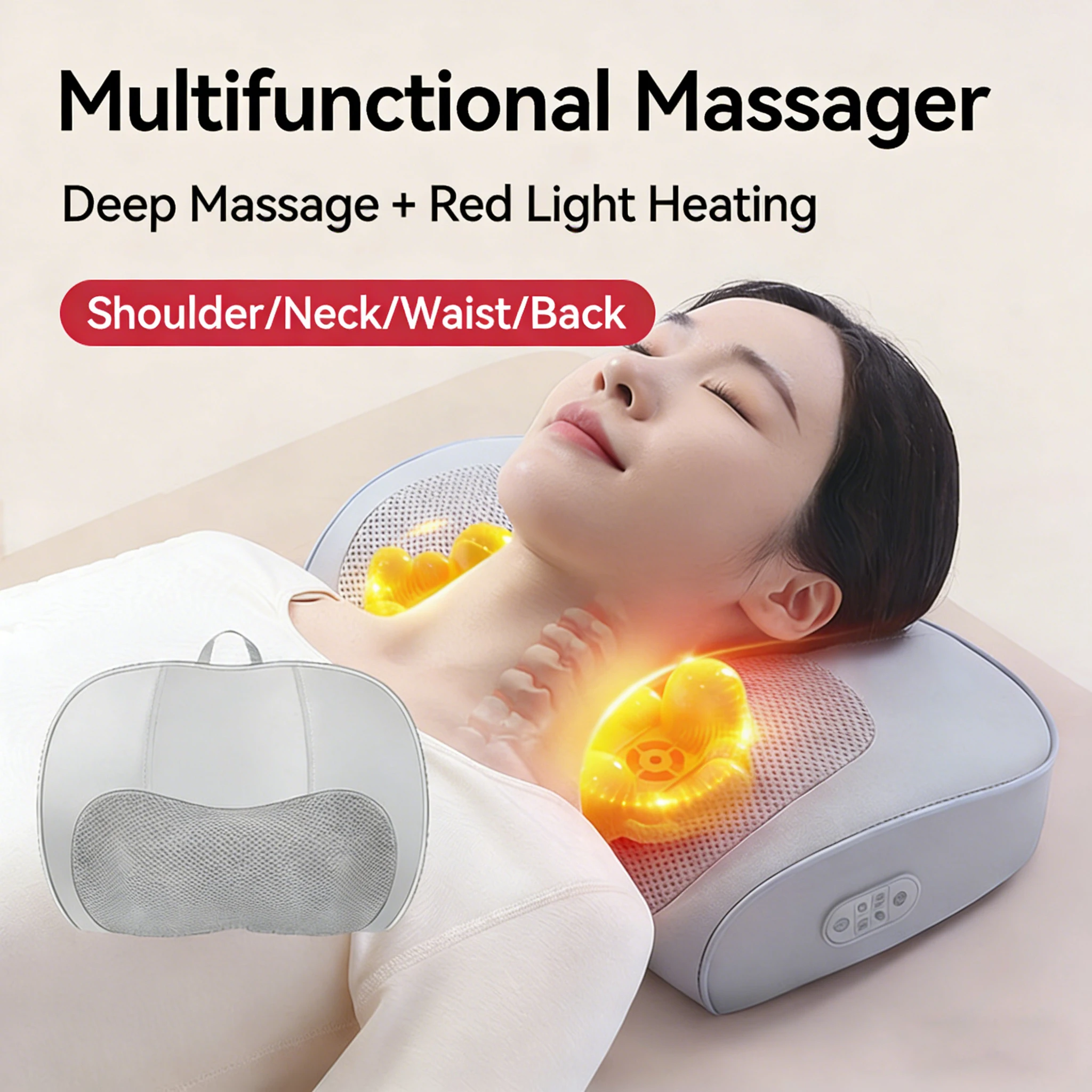 

Neck Massage Pillow Electric Cervical Massager Waist Back Shoulder Shiatsu Kneaded Multifunctional Hot Compress Relaxation