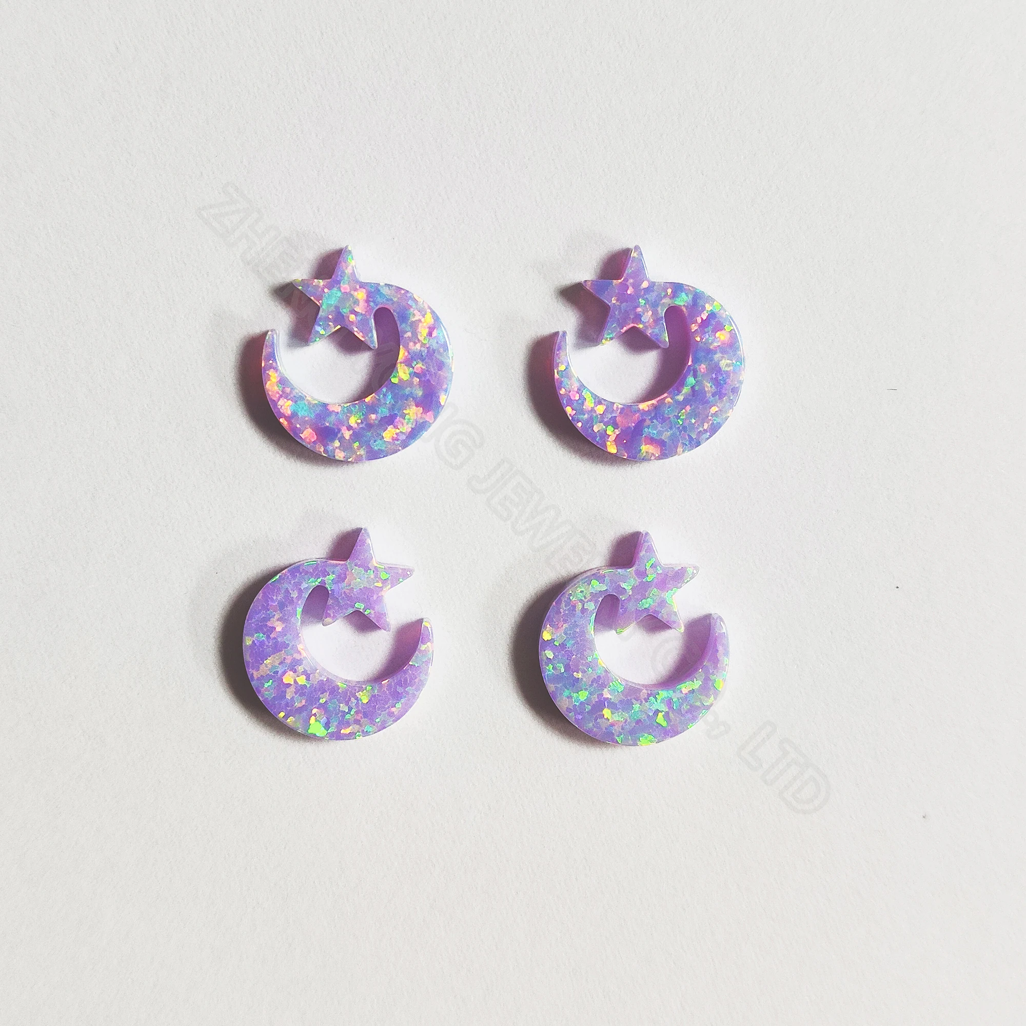 20/50pcs Crescent Moon and Star Beads For Jewelry Making Fire Opal Beads Moon and Star