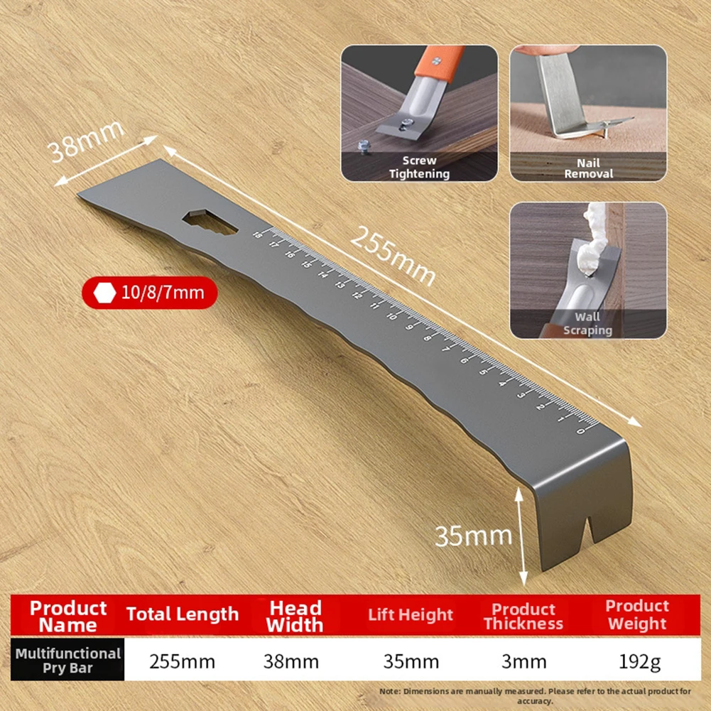 

Workshop Use Silver Nail Puller Comfortable Grip Multifunctional Tool Tool Curved End For Easy Prying Narrow Edge For Scraping