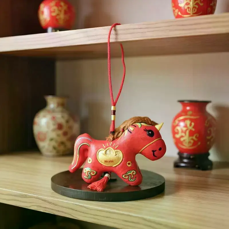 سلسلة مفاتيح رائعة على شكل حصان زودياك؛ لعبة دمية محشوة؛ حامل مفتاح السيارة؛ زخرفة معلقة على الحقيبة؛ هدية السنة الجديدة #5