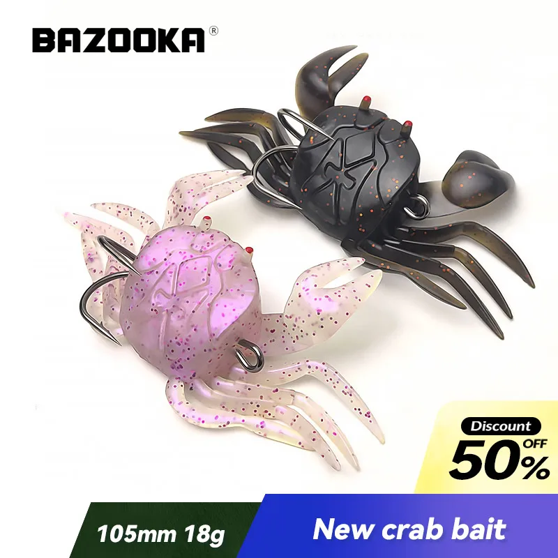 

18g /105mm Bazooka Fishing Lure Swimbait Carp Bass Pike crab Silicone Soft Baits Shad Wobblers JIG Hook Worm