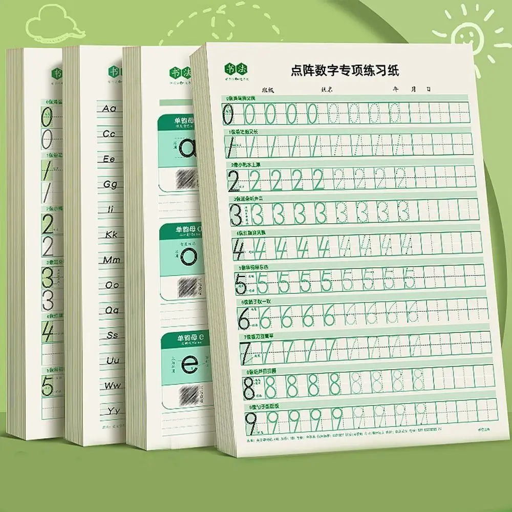 26 English letters Dot Matrix Digital Tracing Book Math Number Alphabets English Calligraphy Paper Handwriting Pinyin