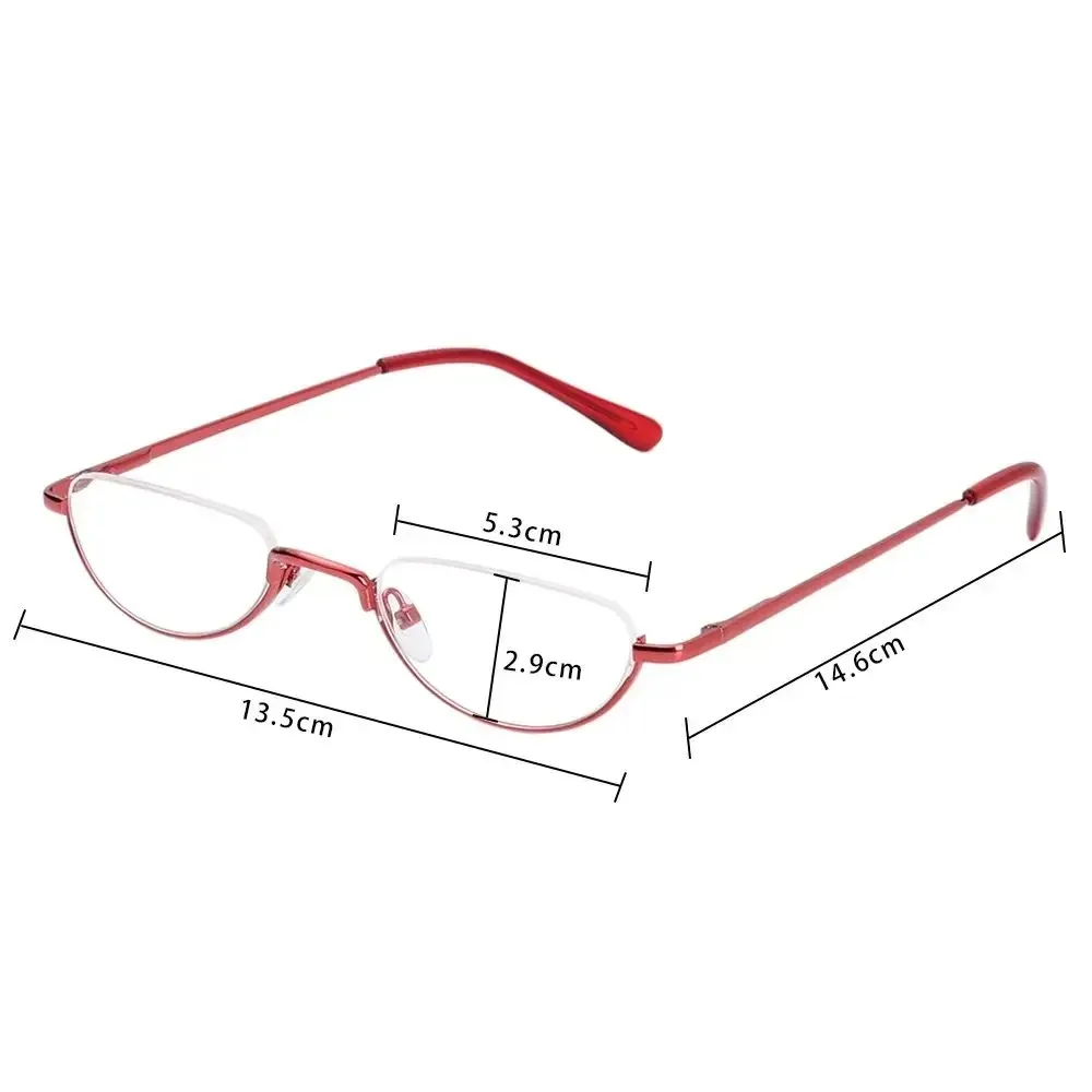 Retro-Lesebrille mit hochauflösenden Metallfederscharnieren, Halbmond-Design, Halbrandlose Lesehilfe, Optische Brille mit Kleinem Rahmen – Detail 6