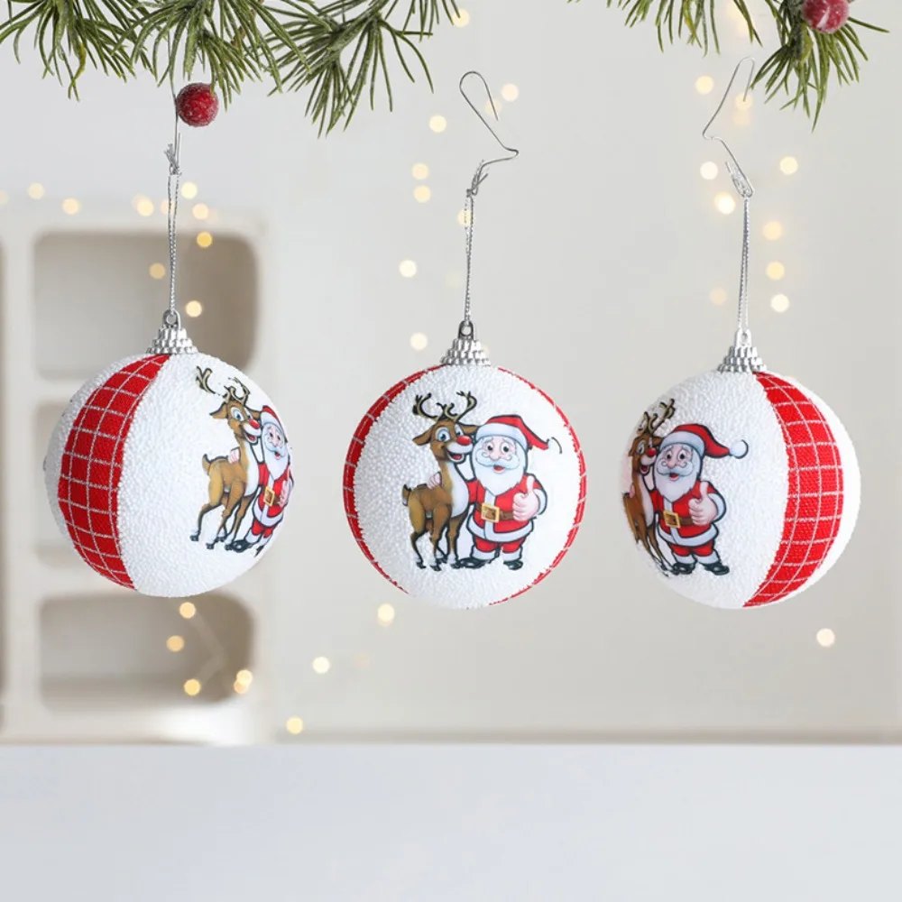 

3PCS/SET Flocked Christmas Tree Ornament Cartoon Snowman/Santa Claus/Elk Xmas Tree Hangings Shimmer Colorful