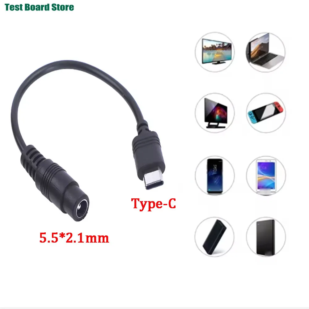 

1pcs DC Type-c Female To 5.5*2.1 Female Cables 5521 Power Jack DC Power Conector 5.5x2.1mm Adapter USB Type C Converter