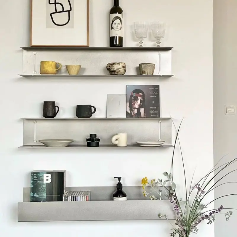 Stainless Steel I-Shaped Wall holder Floating Display Rack for Shop Modern Industrial Storage Solution Space-Saving Decor Shelf