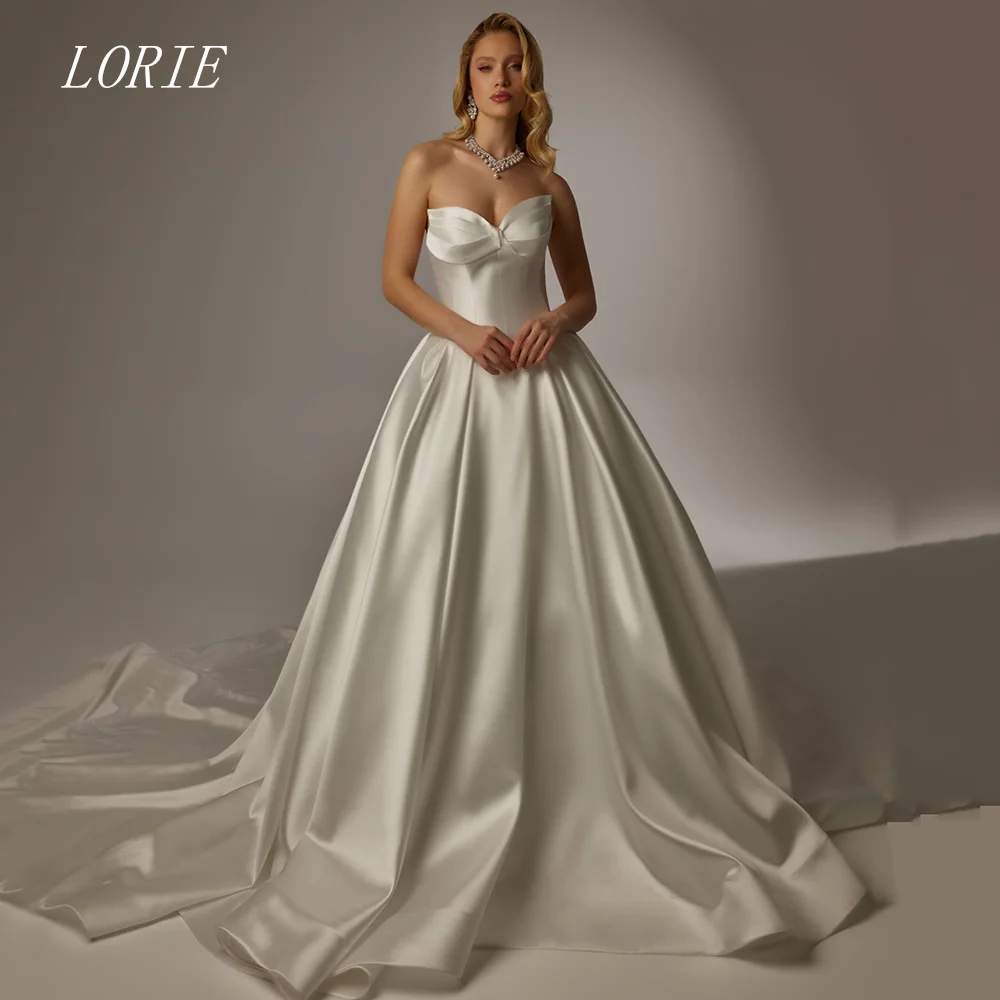 

LORIE Luxury A Line Wedding Dress Simple Sweetheart Waist Cinching Bridal Dresses Elegant Wedding Gown Customized 2026