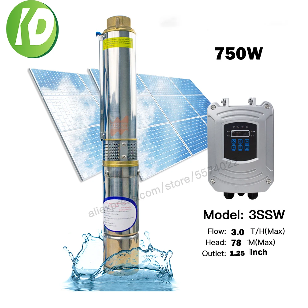 DC48V750W with Permanent Magnet Synchronous for Agriculture Motor Brushless Max Flow 3T/H High-Speed Solar Deep Water Pump Motor