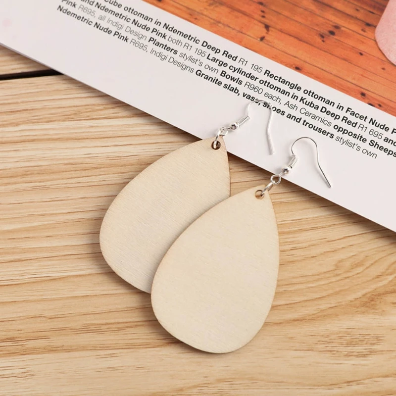 60 Pieces Multi-shape Pendants Unfinished Wooden Earrings for DIY Jewelry Making