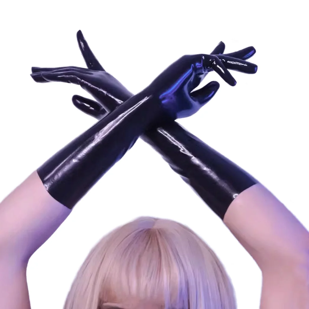 مثير النساء الرجال اللاتكس المطاط قفازات قصيرة S-LA033