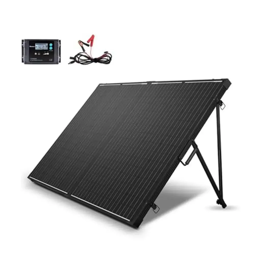 Portable 200 Watt 12V Solar Panel Waterproof Charger Controller Suitcase Foldable Efficient Monocrystalline Cells Reliable