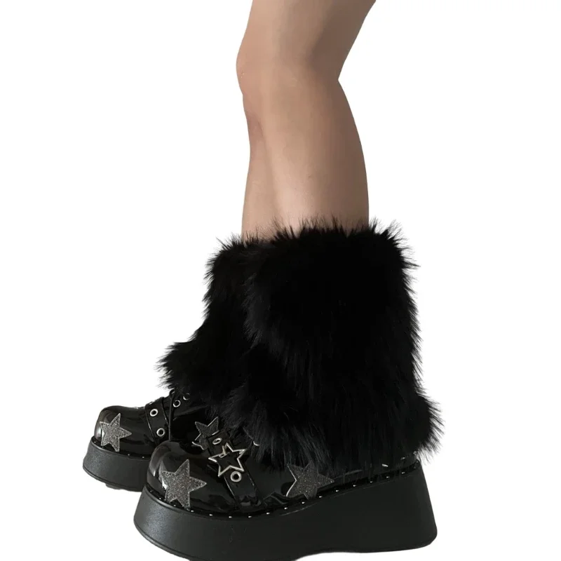 

3 цвета, 25 см, Y2K JK, утепленные плюшевые гетры из искусственного меха, зимние женские теплые ботинки без ног, униформа, аксессуары для одежды