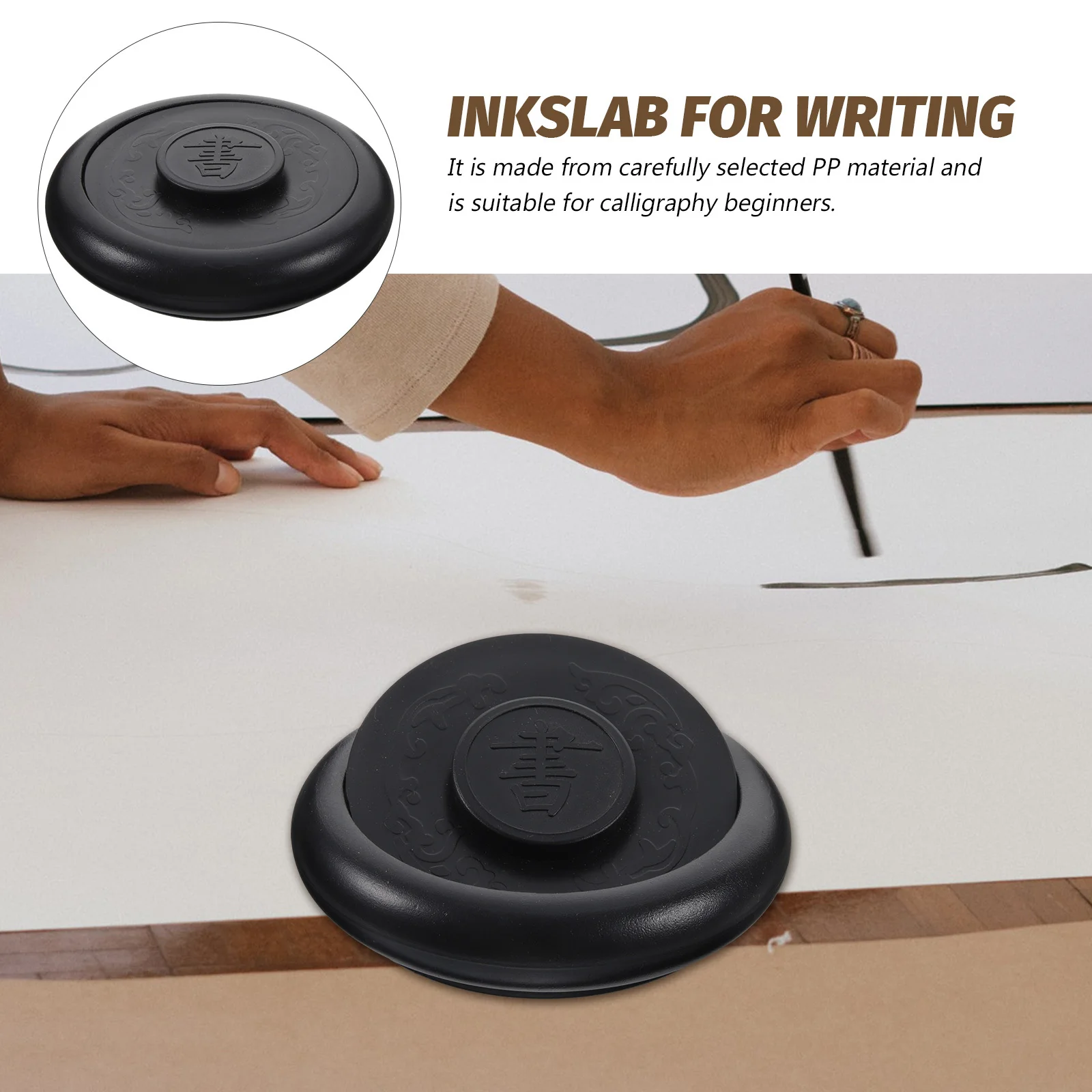 

Plastic Calligraphy Inkstone Grinding Ink Slab Preserve Ink Holder Covered Lidded for Drawing Writing Chinese Inkstone