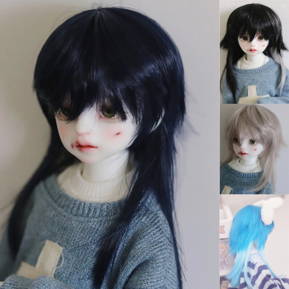 

D04-P105 children handmade toy 1/3 1/4 1/6 uncle BJD/SD doll's wig Blue high-temperature silk wig 1pcs