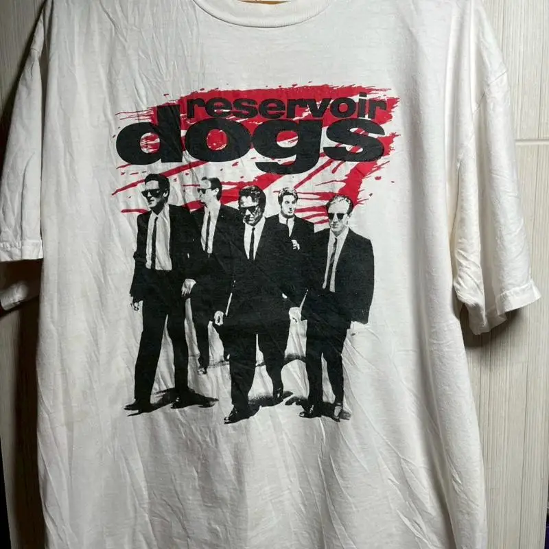 Vtg 90s خزان الكلاب كوينتين تارانتينو فيلم فيلم ترويجي تي شيرت اللب الخيال #1