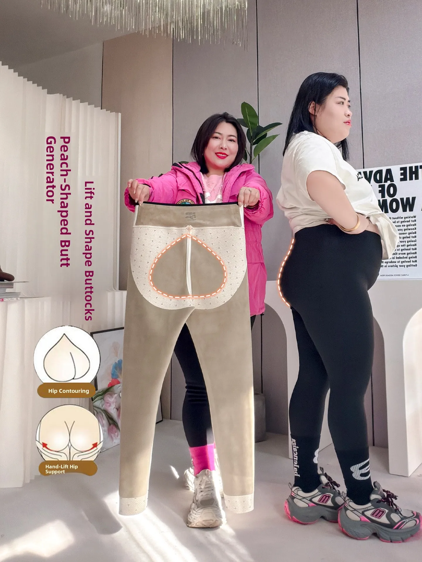 plus Size Women's High Waist Fce Lined Yoga Pants Tummy Control Autumn Winter Warm Base Layer Pants Casual Long Trousers