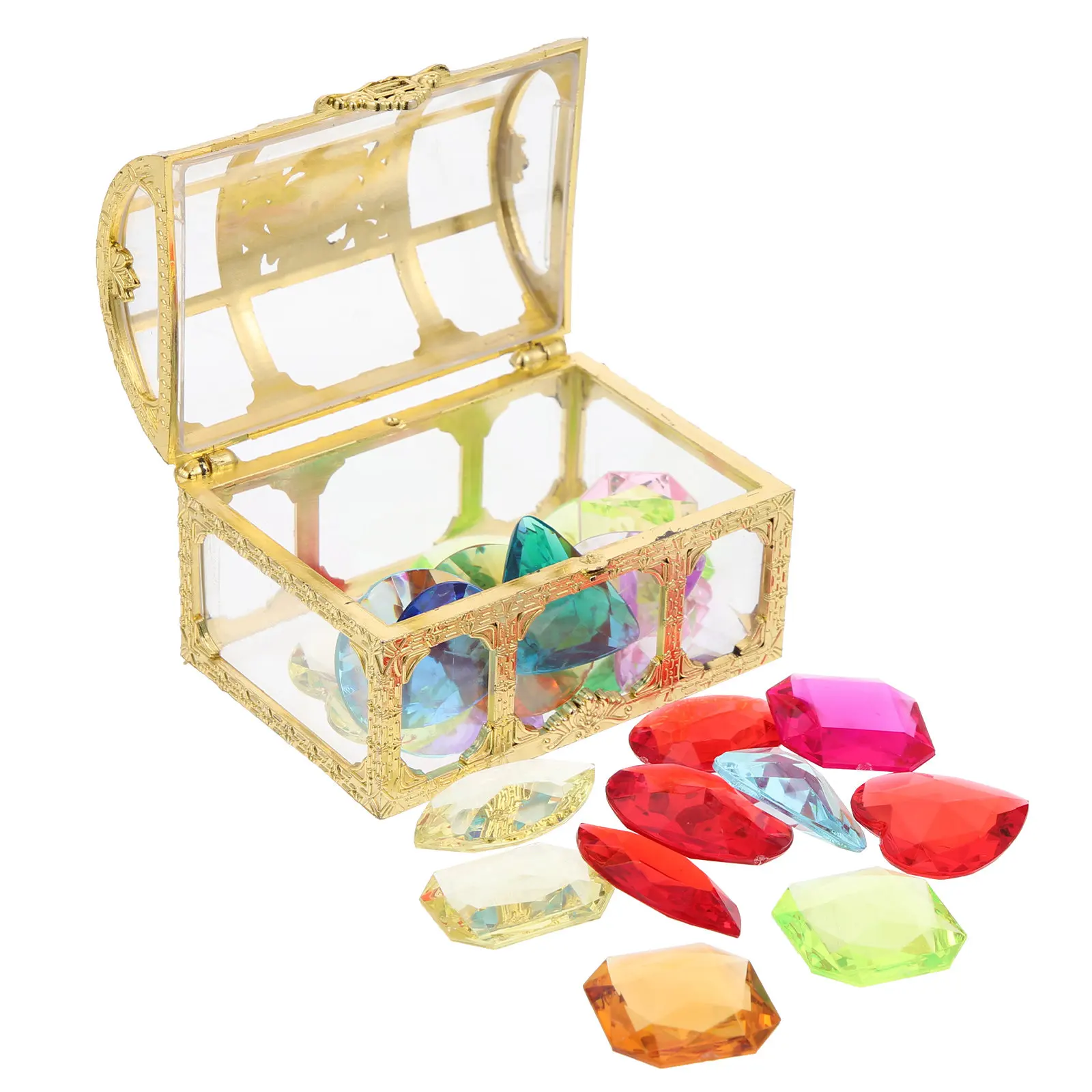 1Set Colorful Gemstone Decoration Treasure Box Toys Storage Box For Birthday Party Games Christmas Classroom Reward