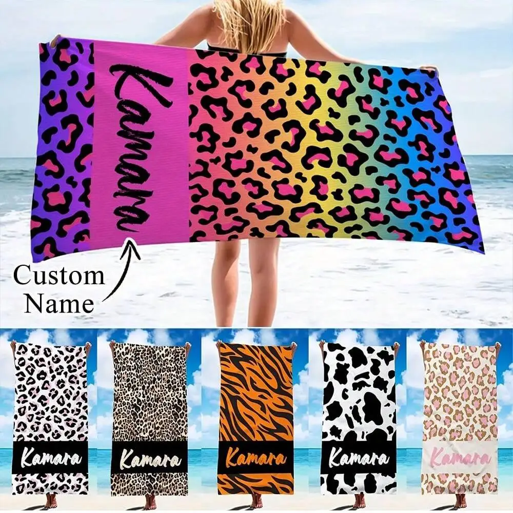 Custom Name Beach Towel Lightweight Travel Towels for Backpacking Absorbent Quick-Dry Summer Sale Bulk Order for Wedding Guests