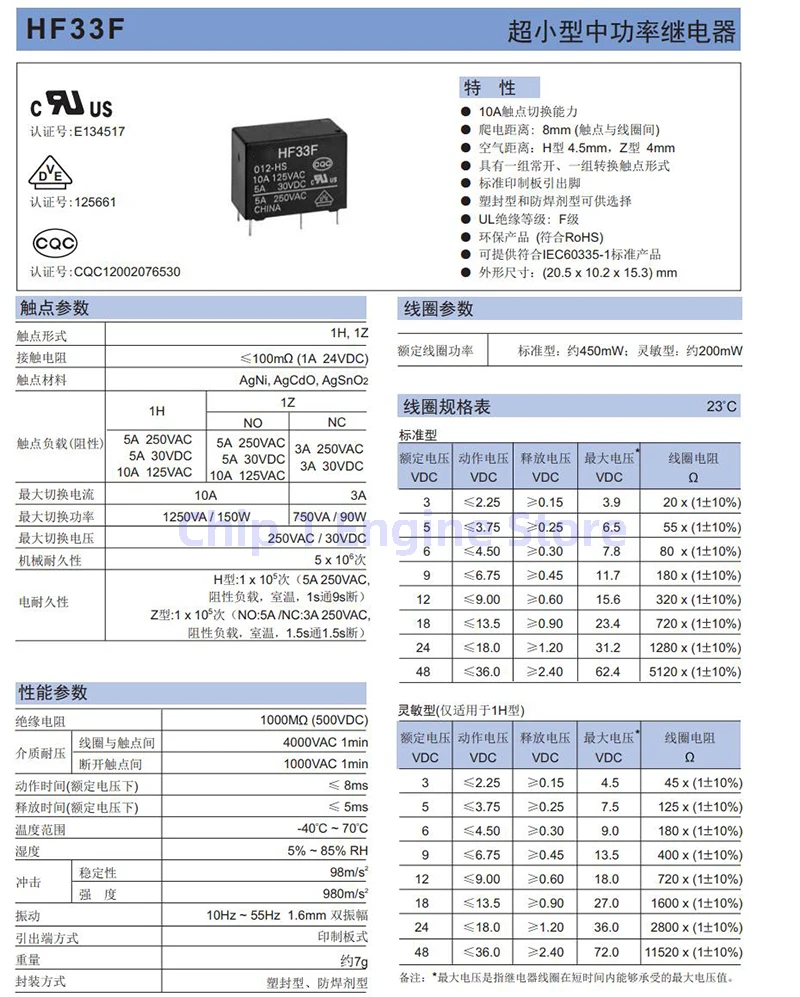 5/10/50PCS Nieuwe & originele power relais JZC/HF33F-005-HS3/ZS3 HF33F-012-HS3/ZS3 HF33F-024-HS3/ZS3 5V 12V 24V 5A 4pin 5pin