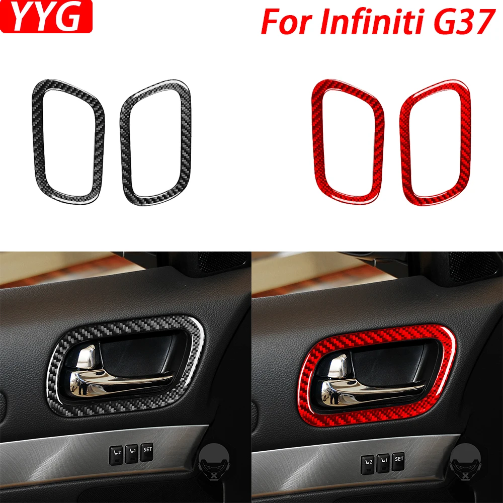 

For Infiniti G37 Coupe 2010-2013 Carbon Fiber Inner Door Handle Panel Trim Cover Car Interior Decoration Accessories Sticker