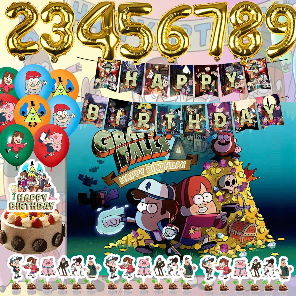 

Disney Gravity Falls Child Birthday Party Decoration Cartoon Backdrop Cute Balloon Cake Topper Banner Kids Gift Baby Shower Prop