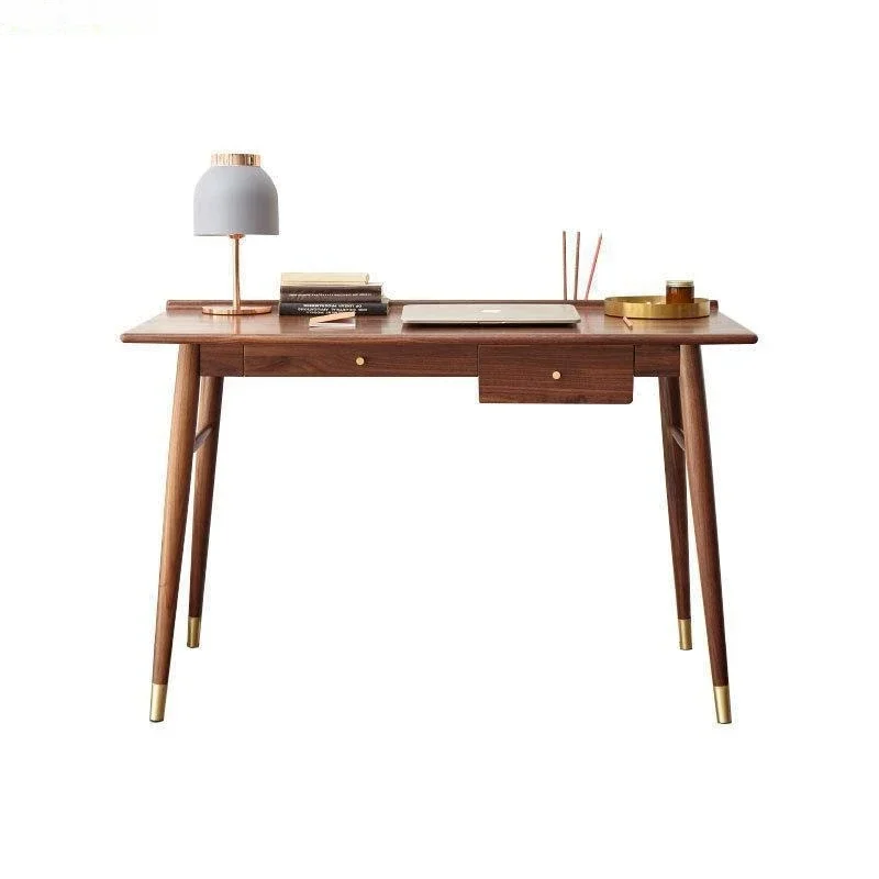 

Nordic black walnut desk solid wood office computer desk drawer writing desk Japanese modern simple study furniture