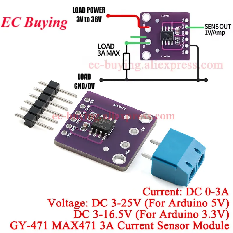 10Pcs/1pc MAX471 Voltage Current Sensor Module For Arduino AVR Tester Board 5V DC 3-25V 0-3A Resistive Voltage Divider GY-471