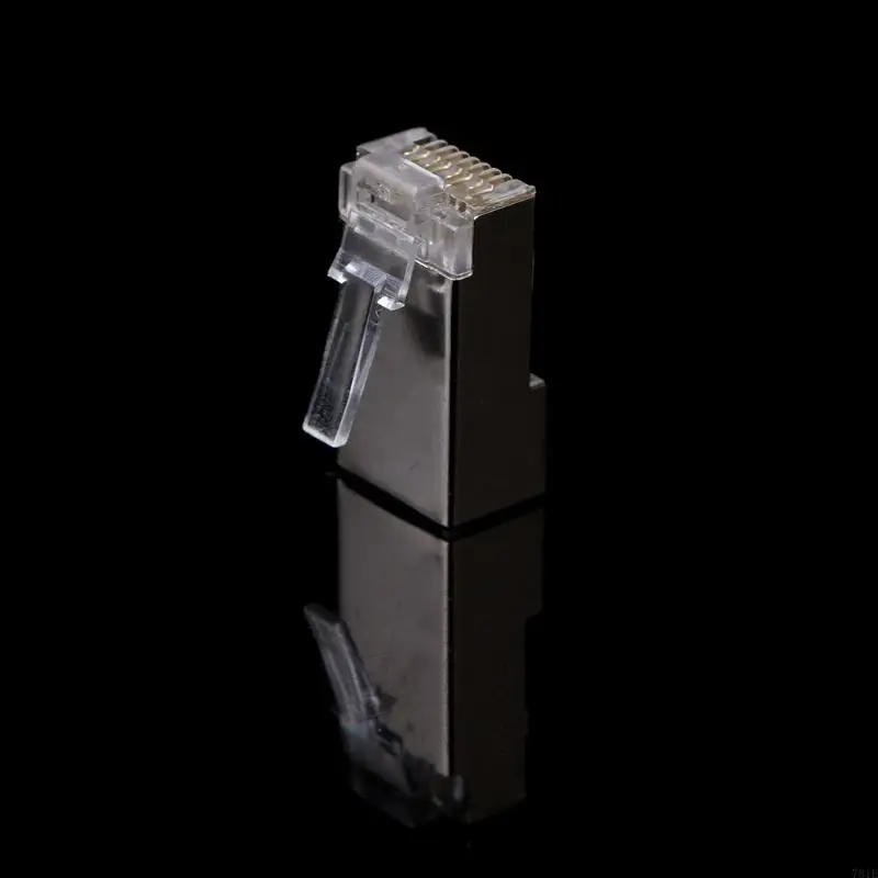 781E RJ45 CAT6 Shielded Connector End Pass Through Gold Plated Ethernet Modular Plug,10Pcs