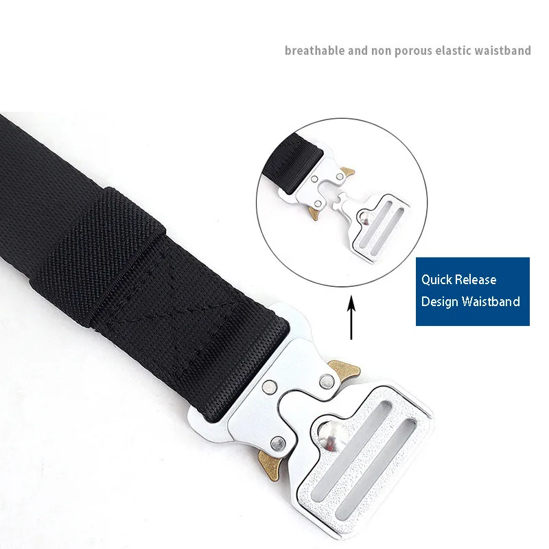 3.2cm Quick Drying Nylon Belt With Breathable Men's And Women's Silver Tactical Slim And Quick Release Alloy Buckle Waist Belt