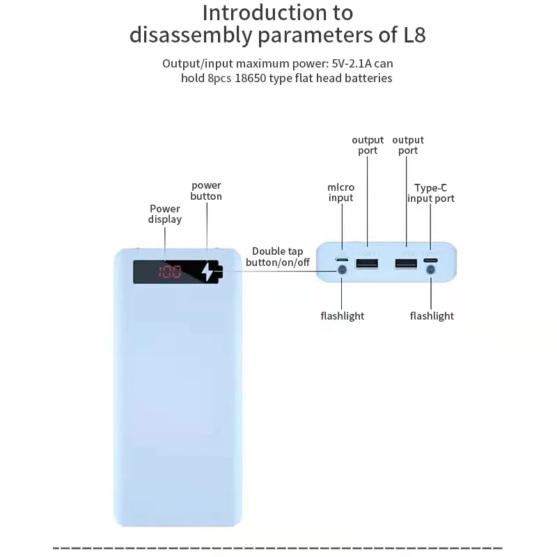 듀얼 USB 마이크로 USB 유형 C 전원 은행 쉘 5V DIY 쉘 18650 홀더 케이스 배터리없이 분리형 배터리 충전 보관함 썸네일 2