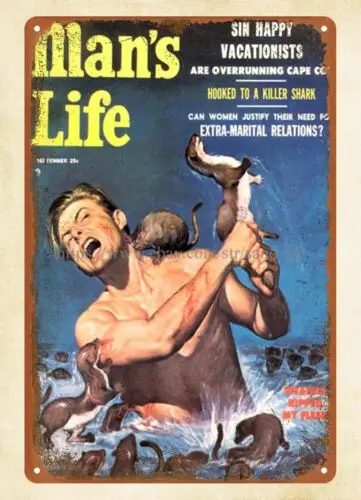 1956 Man's Life magazine covers Weasels Ripped My Flesh metal tin sign art wall