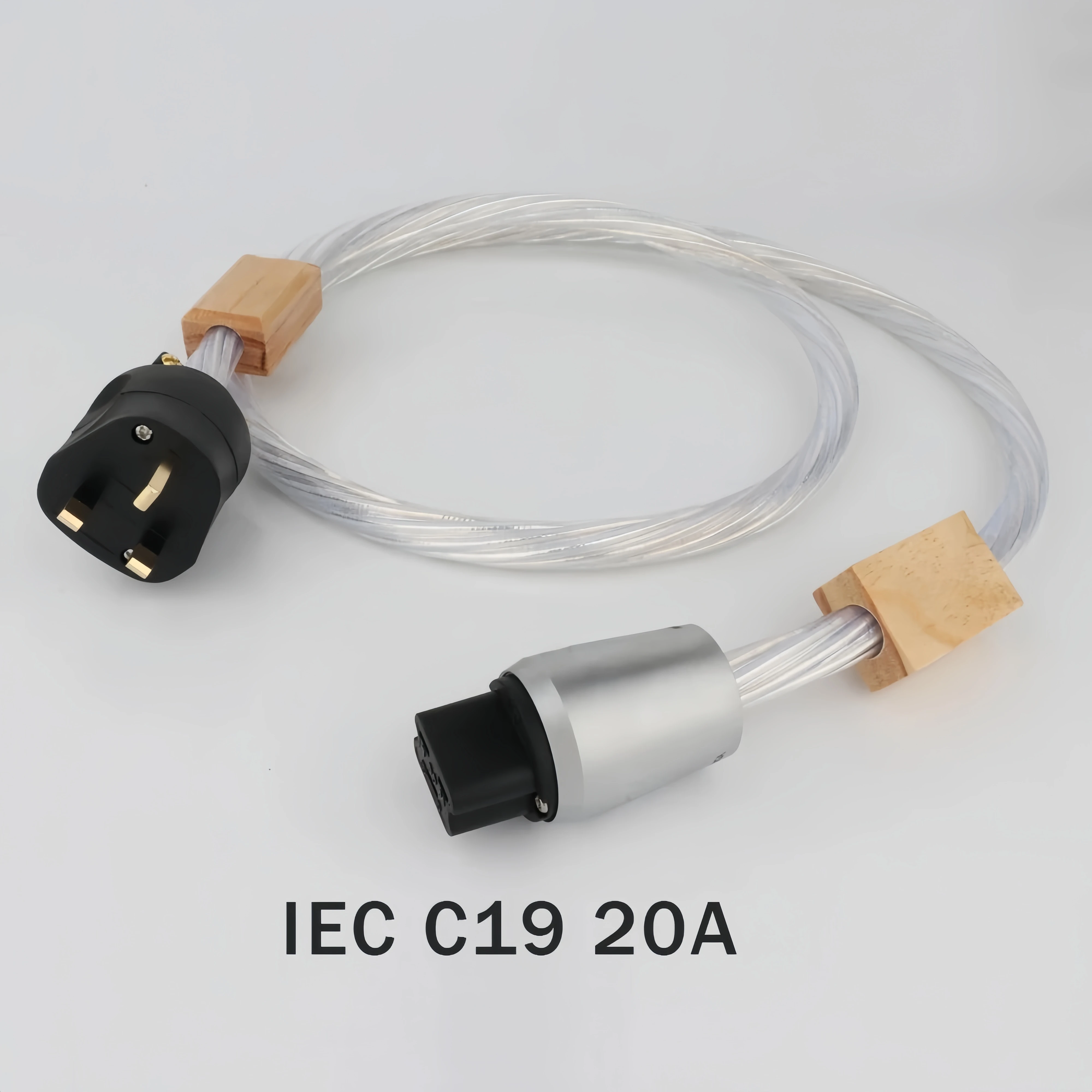 Câble d'alimentation ca C15/C19 20A HK, cordon d'alimentation HiFi Standard britannique avec amplificateur de prise d'alimentation britannique plaqué or