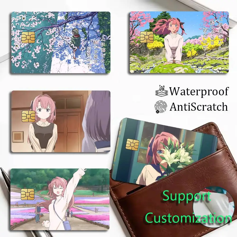 Botan Kamiina Fully Blossoms When Drunk Card Stickers for Bank Access Protective Waterproof Film Cover Sticker Gift