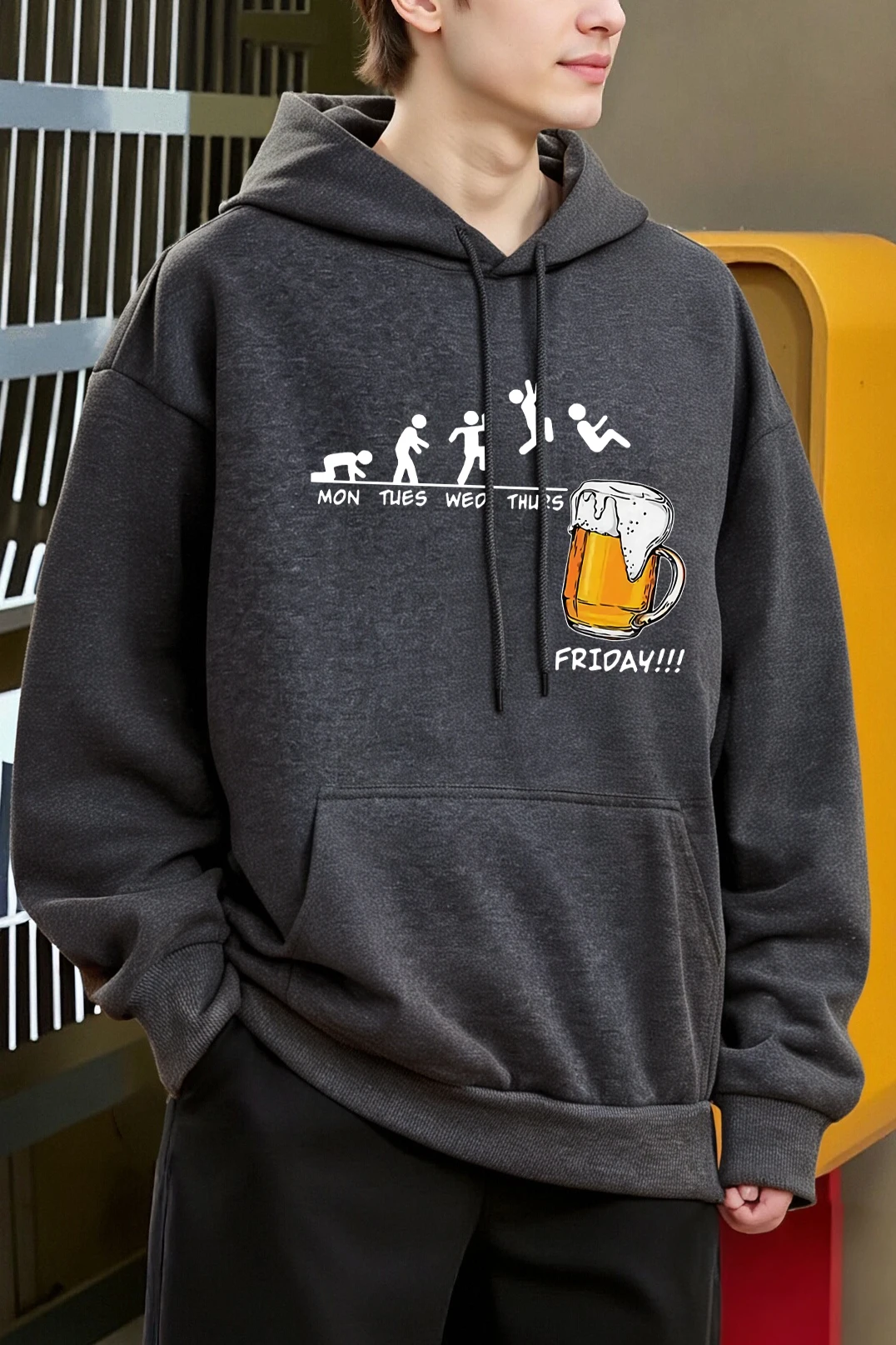 تبحث إلى الأمام إلى عطلة نهاية الأسبوع طباعة الرجال هوديي متعدد الألوان المتضخم هودي الخريف الصوف الشارع الشهير الهيب هوب جيب هوديس