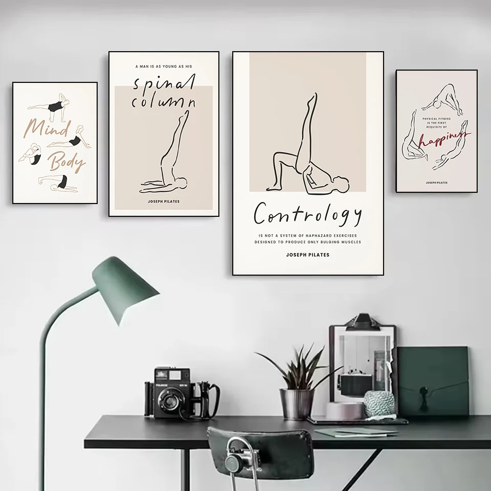 Fashionable Pilates Practice Posture Series Poster Print Canvas Pictures for Modern Pilates Studio Wall Decor Frameless Painting