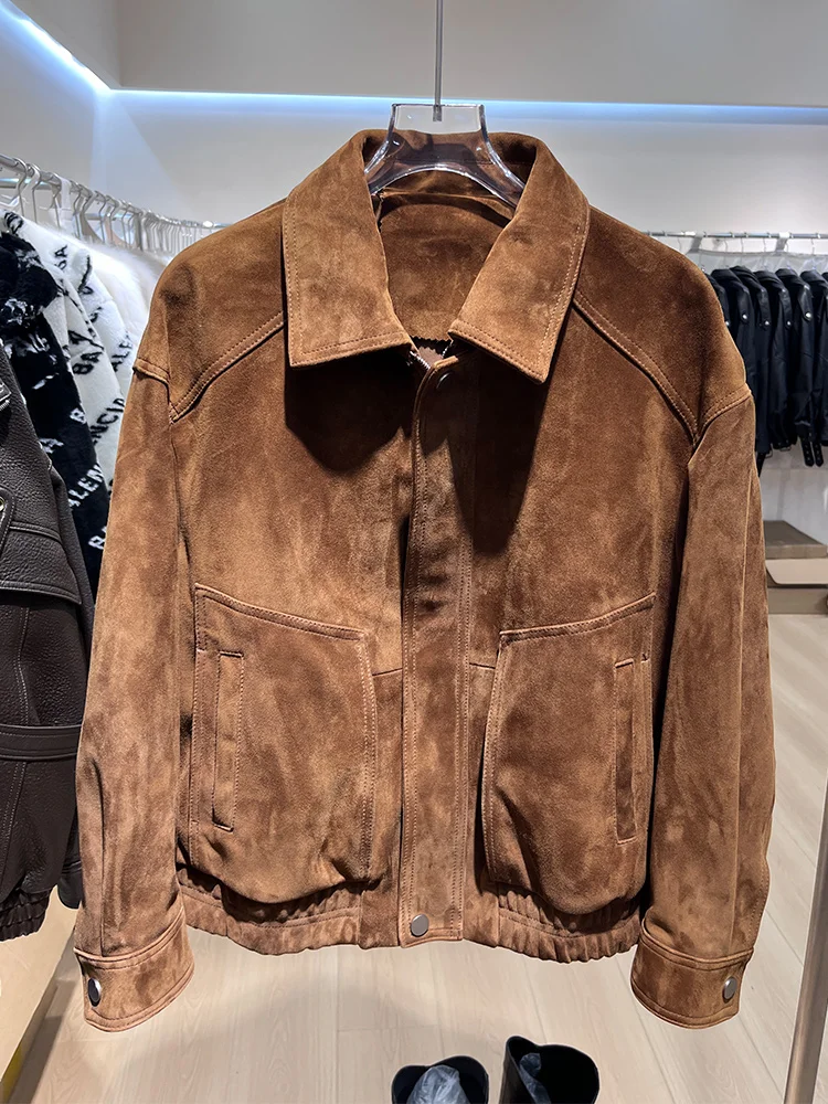 سترة نسائية من جلد الغنم الطبيعي الحقيقي الطبيعي ملابس خروج نسائية سترة من جلد الغزال سترة منفوخة