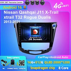 Android 16 Carplay Car Radio Multimedia For Nissan Qashqai J11 X-Trail xtrail T32 Rogue Dualis 2013-2021 Stereo 2din Head Unit