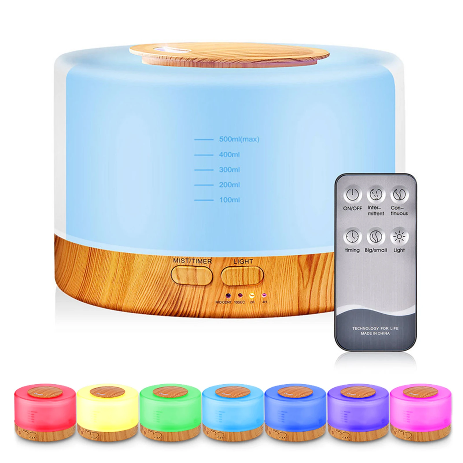 500ml Ultrasonic Acoustic Air Humidifier Aroma Diffuser Mist Maker BT Music Player with Control Colorful night Light Yoga Home