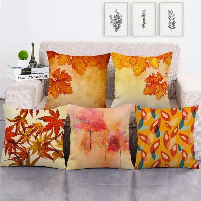 

Autumn Maple Leaf Pillow Cover Orange Leaves Pillows Case for Bedroom Bed Sofa Pillowcases for Pillows Interior for Home Decor