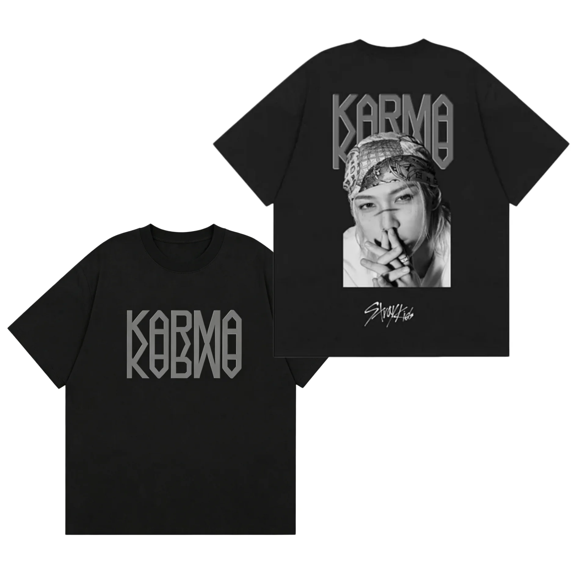 Unisex Streetwear Karma Stray Kids T-Shirt 100% Cotton Crew Neck Short Sleeve Retro Aesthetic Casual Graphic Loose Tee
