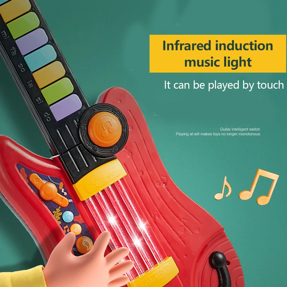 Children Folding Small Guitar 2 In 1 Musical Instrument Electronic Piano Brain-Training Educational Toy Birthday Gift Girl Boy